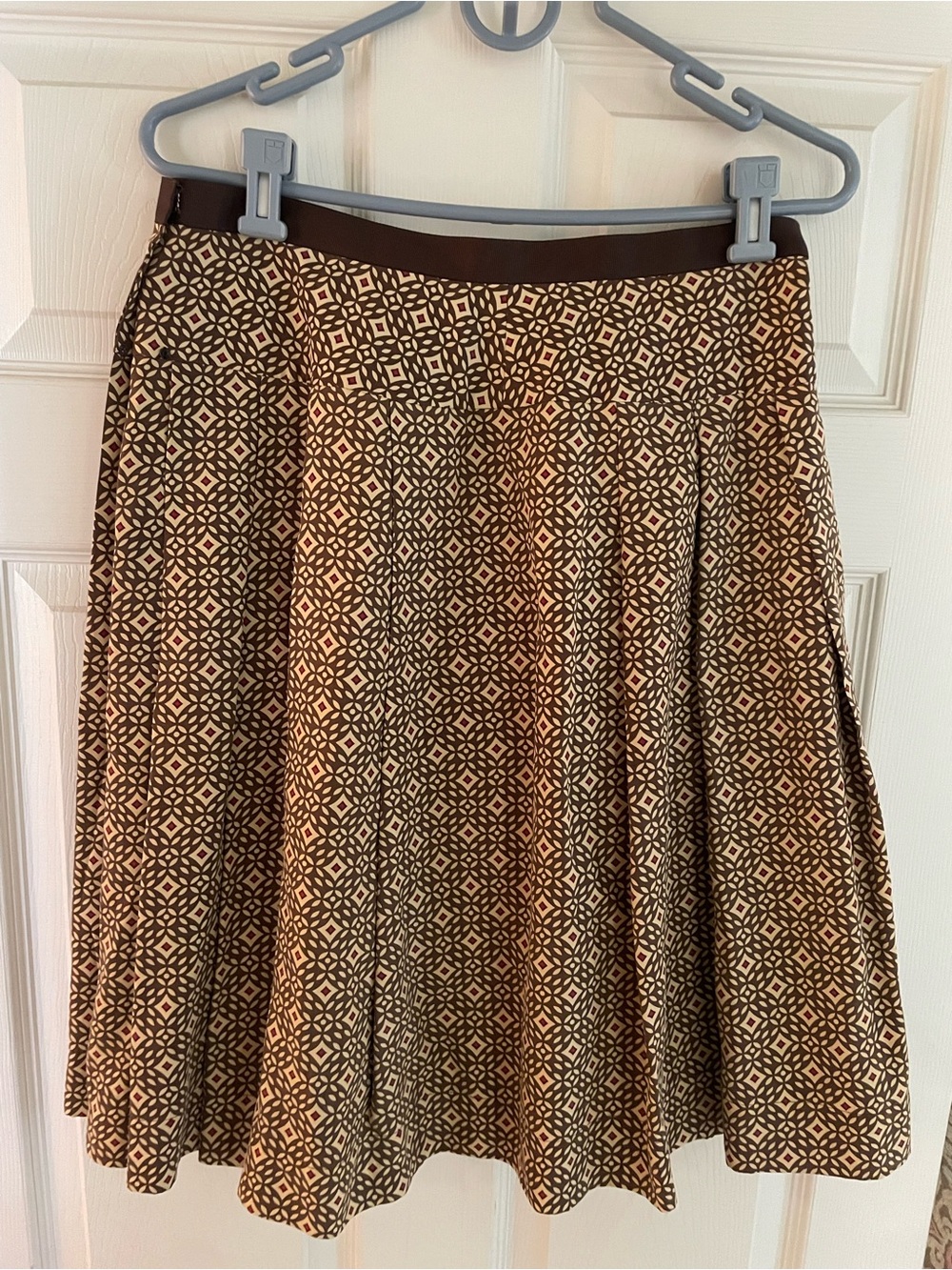 Anne Klein Brown and Cream Printed A-Line Maxi Skirt